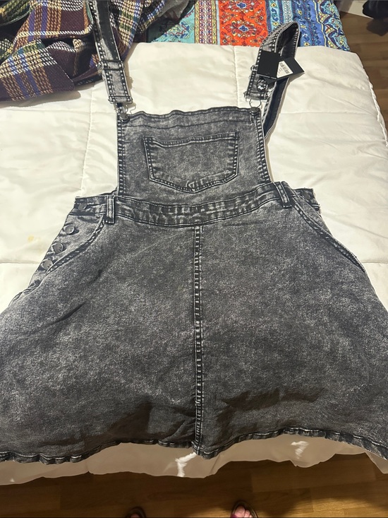 Hell Bunny Dresses & Skirts - Hell Bunny Black Acid-Wash Denim Pinafore Dress